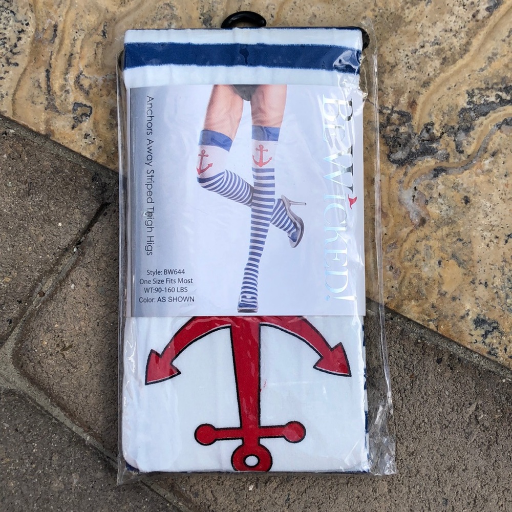 Thigh-high striped anchor socks!